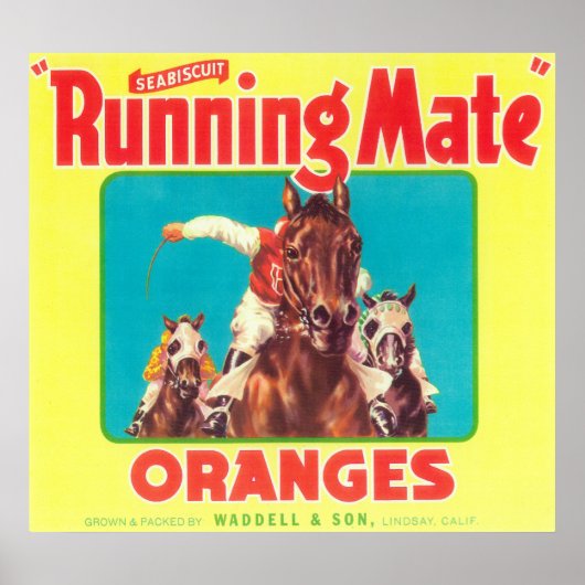 Running Mate Orange LabelLindsay, CA Poster (Vorne)