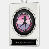 Running Mindset - Girly Runner Endurner Quote Banner-Ornament Silber (Links)