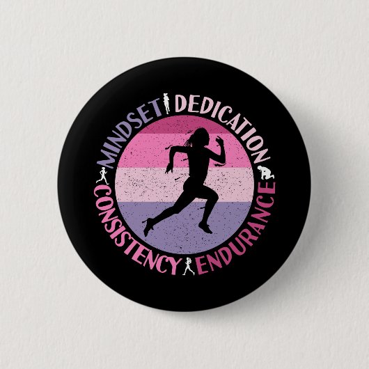 Running Mindset - Girly Runner Endurner Quote Button (Vorderseite)