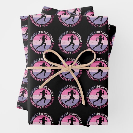Running Mindset - Girly Runner Endurner Quote Geschenkpapier Set (Beispiel)
