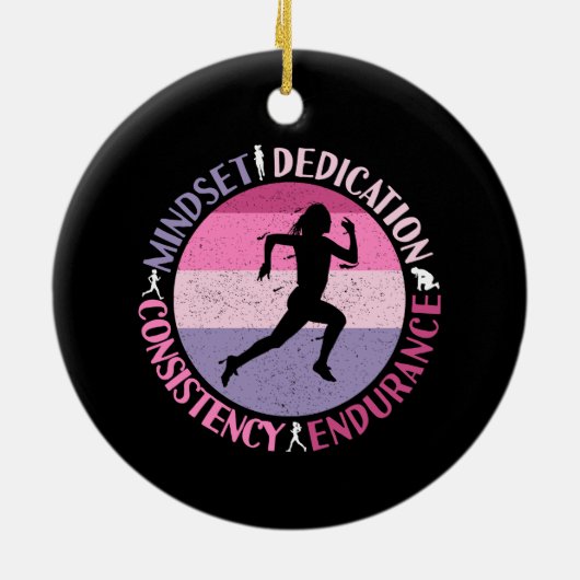 Running Mindset - Girly Runner Endurner Quote Keramik Ornament (Hinten)