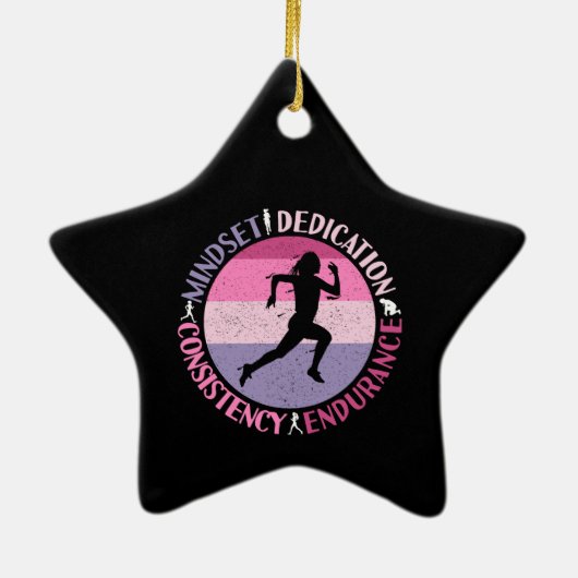 Running Mindset - Girly Runner Endurner Quote Keramik Ornament (Hinten)