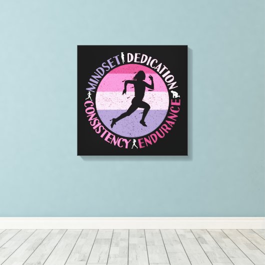 Running Mindset - Girly Runner Endurner Quote Leinwanddruck (Insitu (Holzboden))
