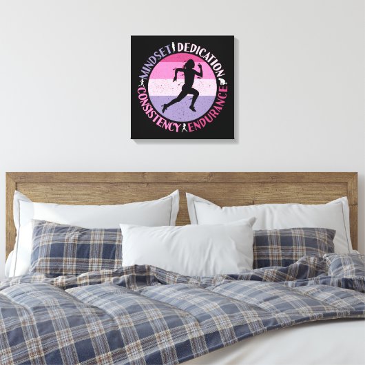 Running Mindset - Girly Runner Endurner Quote Leinwanddruck (Insitu (Schlafzimmer))