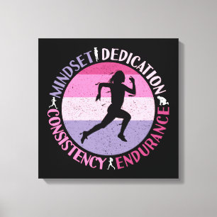 Running Mindset - Girly Runner Endurner Quote Leinwanddruck