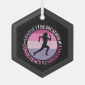 Running Mindset - Girly Runner Endurner Quote Ornament Aus Glas (Vorderseite)