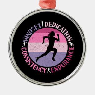 Running Mindset - Girly Runner Endurner Quote Ornament Aus Metall
