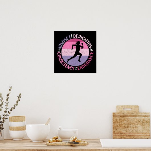 Running Mindset - Girly Runner Endurner Quote Poster (Küche)