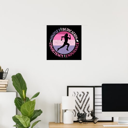 Running Mindset - Girly Runner Endurner Quote Poster (Heimbüro)