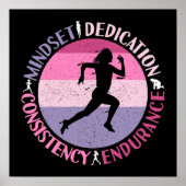 Running Mindset - Girly Runner Endurner Quote Poster (Vorne)
