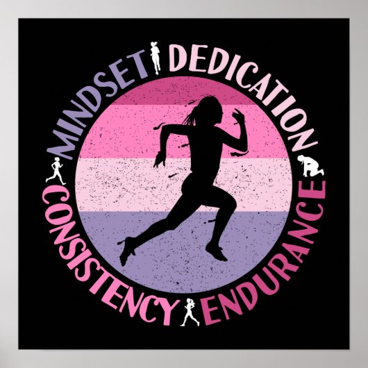 Running Mindset - Girly Runner Endurner Quote Poster (Vorne)