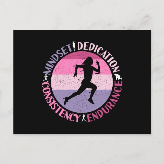 Running Mindset - Girly Runner Endurner Quote Postkarte (Vorderseite)
