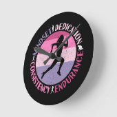 Running Mindset - Girly Runner Endurner Quote Runde Wanduhr (Winkel)