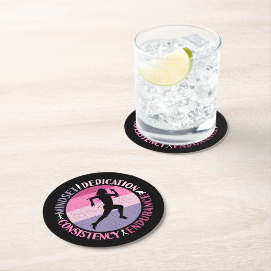 Running Mindset - Girly Runner Endurner Quote Runder Pappuntersetzer (Vor Ort)