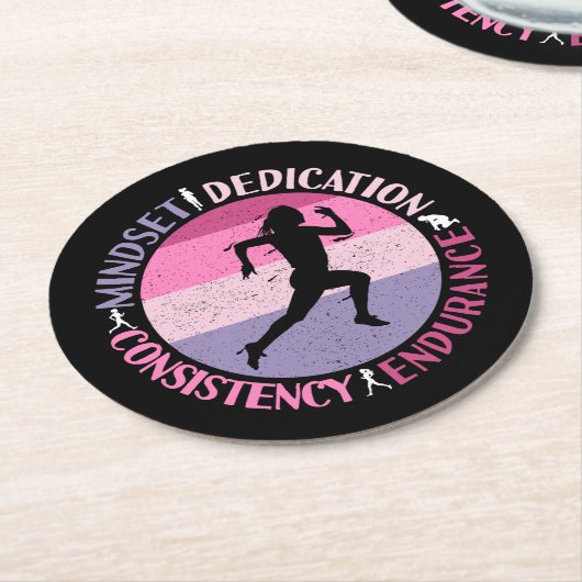 Running Mindset - Girly Runner Endurner Quote Runder Pappuntersetzer (Angewinkelt)