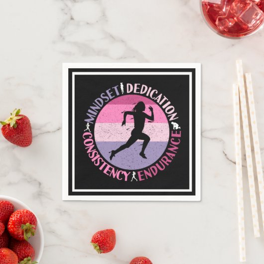 Running Mindset - Girly Runner Endurner Quote Serviette (Beispiel)