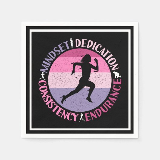 Running Mindset - Girly Runner Endurner Quote Serviette (Vorderseite)