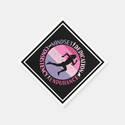 Running Mindset - Girly Runner Endurner Quote Serviette (Ecke)