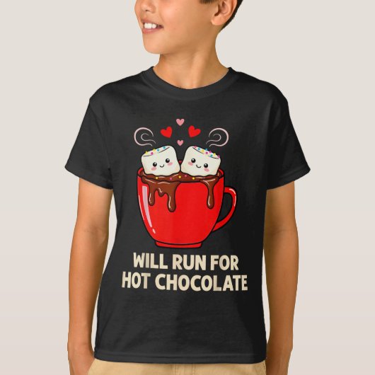Running Motivation Kawaii Hot Chocolate Lover T-Shirt (Vorderseite)