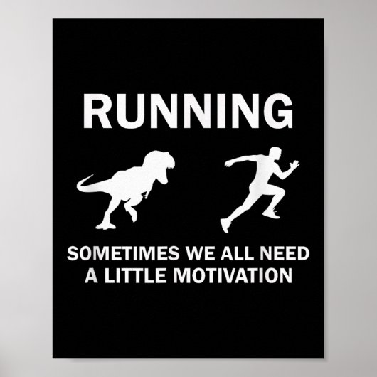 Running Motivation Raptor Chase Funny Dinosaur Poster (Vorne)