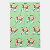 Running Mrs. Claus Racer Christmas Geschirrtuch (Vertikal)