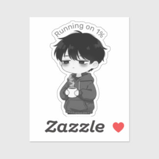 Running on 1 Percent Relatable Chibi Coffee Illust Aufkleber