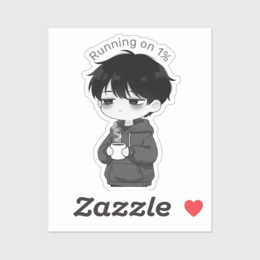 Running on 1 Percent Relatable Chibi Coffee Illust Aufkleber (Blatt)