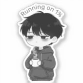 Running on 1 Percent Relatable Chibi Coffee Illust Aufkleber (Vorderseite)