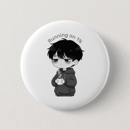 Running on 1 Percent Relatable Chibi Coffee Illust Button (Vorderseite)