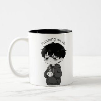 Running on 1 Percent Relatable Chibi Coffee Illust Zweifarbige Tasse