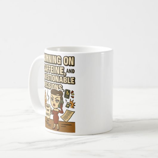 Running on Caffeine & Chaos Mug Kaffeetasse (Vorderseite Links)