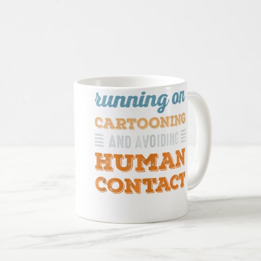 Running On Cartooning Social Introvert Humor Funny Kaffeetasse (VorderseiteRechts)