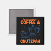 Running On Coffee &amp; Chutzpah Retro Funny Jewis Magnet (Vorderseite/Rückseite)