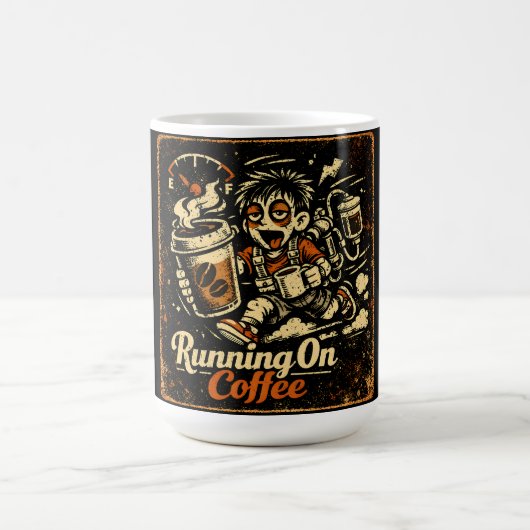 Running On Coffee – Caffeinated Humor Survival Kaffeetasse (Mittel)