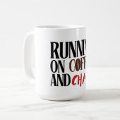 Running on Coffee & Chaos – Funny Workday Classic  Kaffeetasse (Vorderseite Links)