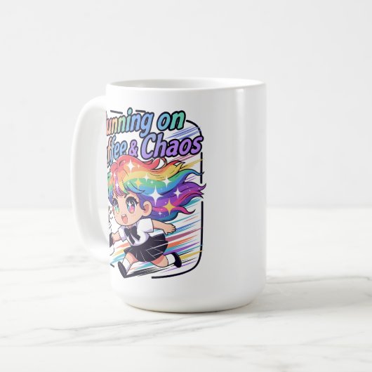Running on Coffee & Chaos Kaffeetasse (Vorderseite Links)