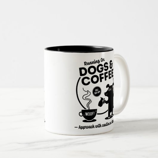 Running on Dogs and Coffee 11 oz. Zweifarbige Tasse (VorderseiteRechts)