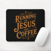 Running On Jesus And Coffee Funny Faith And Caffei Mousepad (Mit Mouse)