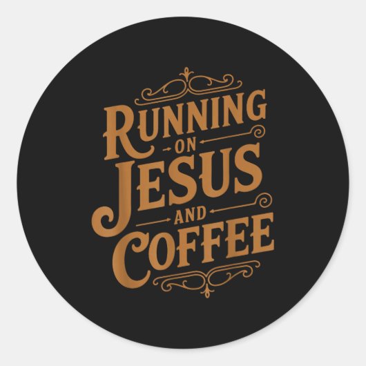 Running On Jesus And Coffee Funny Faith And Caffei Runder Aufkleber (Vorderseite)