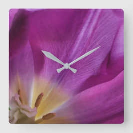 Running on Tulip Time, Square Acrylic Wall Clock Quadratische Wanduhr