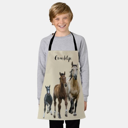 Running Pferde Name Template All-Over Print Schürz Schürze (Getragen)