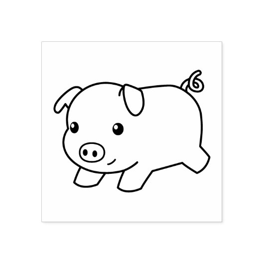 Running Piglet Pig Gummistempel (Prägung)