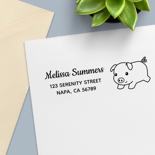 Running Piglet Pig Return Address Permastempel