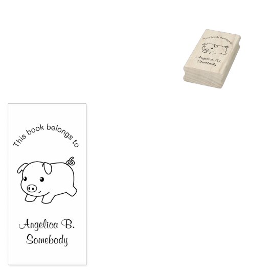 Running-Piglet-Schweinefleisch-Buchzeichen Gummistempel (Stempel)