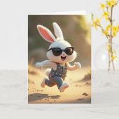 Running Rabbit Osterkarte Karte (Gelbe Blume)