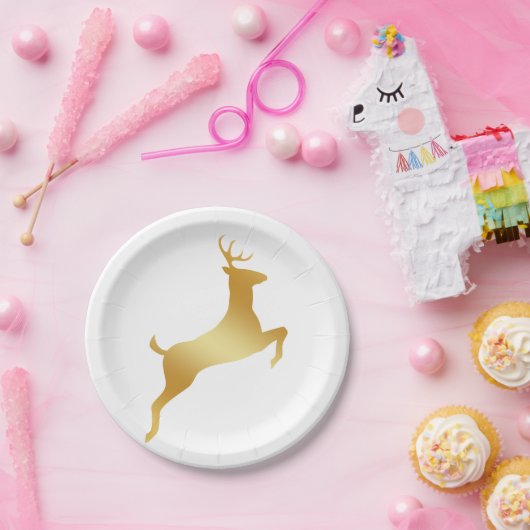 Running Rentier Gold Silhouette Pappteller (Party)