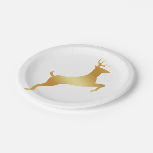 Running Rentier Gold Silhouette Pappteller (Schrägansicht)