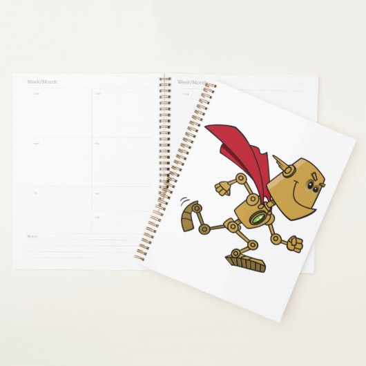 Running Robot Superhero Cartoon Character Planer (Anzeige)