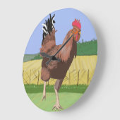 Running Rooster auf dem Land Große Wanduhr (Winkel)