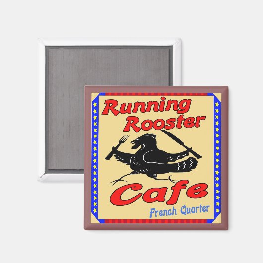 Running Rooster Cafe S Magnet (Vorderseite/Rückseite)